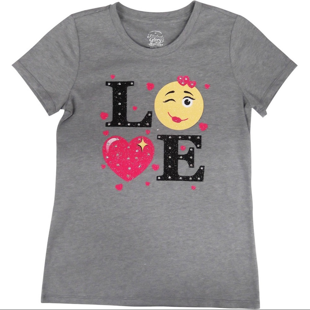 Faded Glory Emoji Love Shirt
